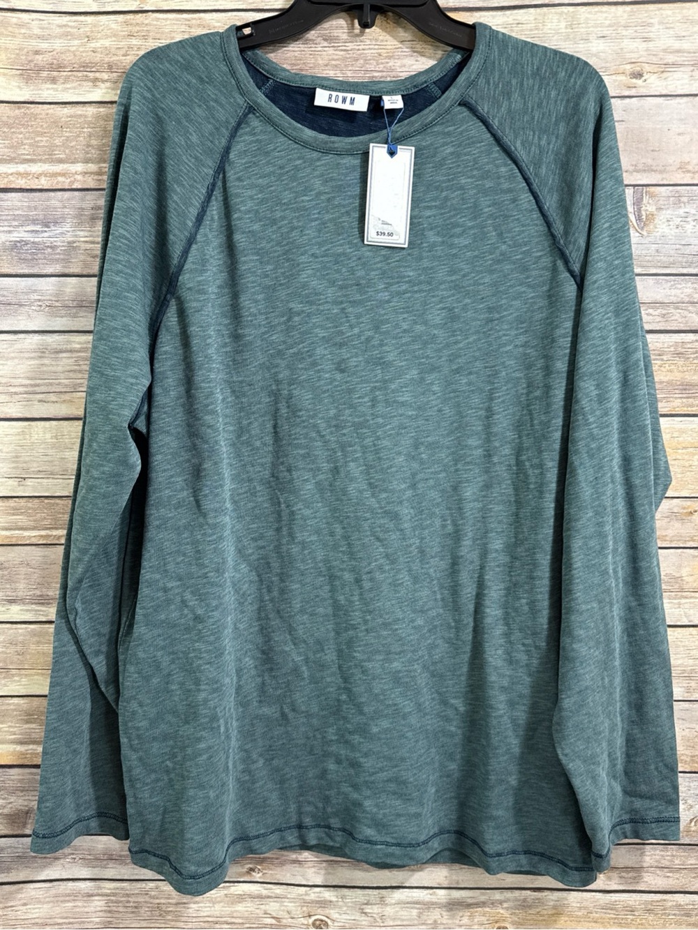 Dillard's Rowm Men's Shirt L Large Green Heather 100% Cotton NWT long sleeve